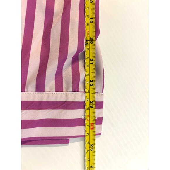 Womens Pink & White Striped Button-Up Long Sleeve Shirt-M - Picture 3 of 5